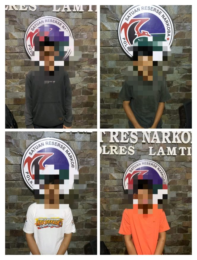 
 Polres Lampung Timur Ringkus Empat Pelaku Narkoba di Lokasi Berbeda, Barang Bukti Ganja hingga Sabu Diamankan