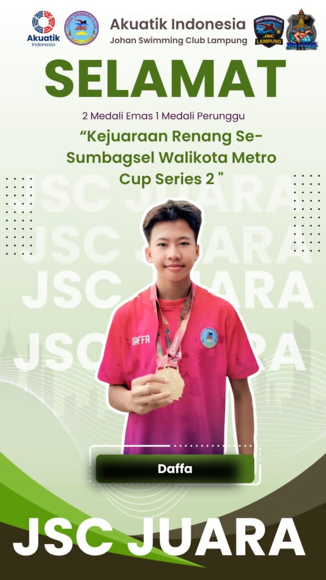 
 Atlet Muda Lampung Tengah, Daffa Dzakwan, Borong Dua Emas dan Satu Perunggu di Walikota Metro Cup 2025